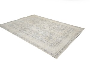 Antique Muted Beige Floral 8'5X11'5 Distressed Vintage Oriental Rug