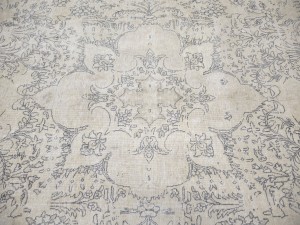 Antique Muted Beige Floral 8'5X11'5 Distressed Vintage Oriental Rug