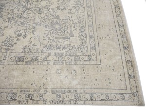 Antique Muted Beige Floral 8'5X11'5 Distressed Vintage Oriental Rug