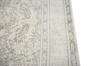 Antique Muted Beige Floral 8'5X11'5 Distressed Vintage Oriental Rug