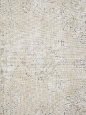 Antique Muted Beige Floral 8X11 Distressed Vintage Oriental Rug