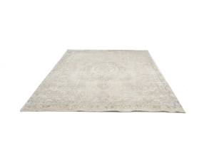 Antique Muted Beige Floral 8X11 Distressed Vintage Oriental Rug