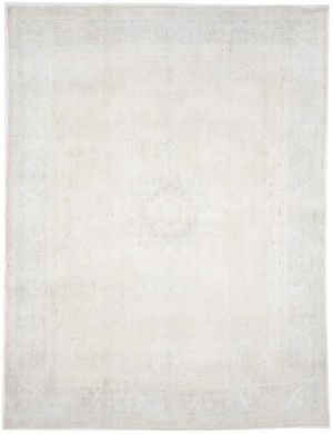 Antique Muted Beige Floral 9X11 Distressed Vintage Oriental Rug