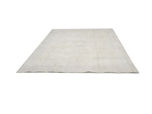 Antique Muted Beige Floral 9X11 Distressed Vintage Oriental Rug