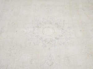 Antique Muted Beige Floral 9X11 Distressed Vintage Oriental Rug