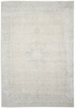 Antique Muted Beige Floral 8'8X12'4 Distressed Vintage Oriental Rug