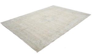 Antique Muted Beige Floral 8'8X12'4 Distressed Vintage Oriental Rug