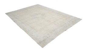Antique Muted Beige Floral 8'8X12'4 Distressed Vintage Oriental Rug