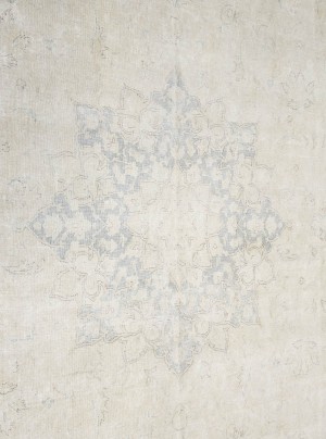 Antique Muted Beige Floral 8'8X12'4 Distressed Vintage Oriental Rug