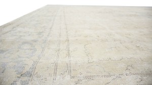 Antique Muted Beige Floral 8'8X12'4 Distressed Vintage Oriental Rug