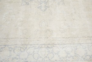 Antique Muted Beige Floral 8'8X12'4 Distressed Vintage Oriental Rug