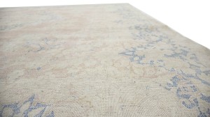Antique Muted Floral 9X14 Distressed Vintage Oriental Rug
