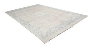Antique Muted Floral 9X14 Distressed Vintage Oriental Rug