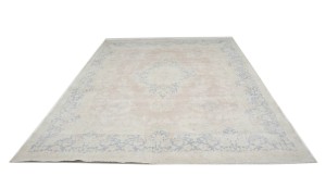 Antique Muted Floral 9X14 Distressed Vintage Oriental Rug