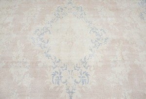 Antique Muted Floral 9X14 Distressed Vintage Oriental Rug