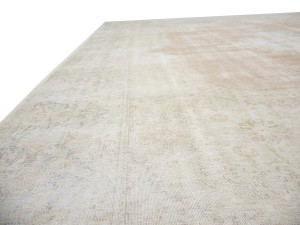 Antique Muted Orange Floral 10X13 Distressed Vintage Oriental Rug