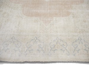 Antique Muted Orange Floral 10X13 Distressed Vintage Oriental Rug
