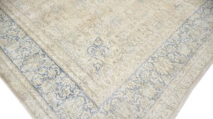 Antique Muted Beige Floral 10X13 Distressed Vintage Oriental Rug