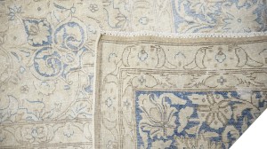 Antique Muted Beige Floral 10X13 Distressed Vintage Oriental Rug