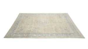 Antique Muted Beige Floral 10X13 Distressed Vintage Oriental Rug