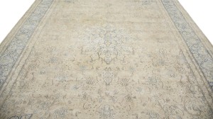 Antique Muted Beige Floral 10X13 Distressed Vintage Oriental Rug