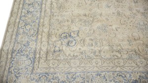 Antique Muted Beige Floral 10X13 Distressed Vintage Oriental Rug