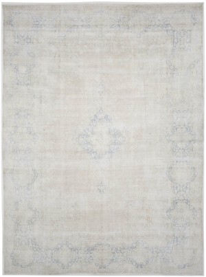 Antique Muted Beige Floral 10X13 Distressed Vintage Oriental Rug