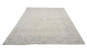 Antique Muted Beige Floral 10X13 Distressed Vintage Oriental Rug