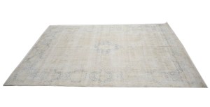 Antique Muted Beige Floral 10X13 Distressed Vintage Oriental Rug