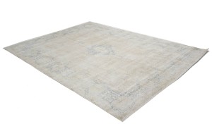 Antique Muted Beige Floral 10X13 Distressed Vintage Oriental Rug