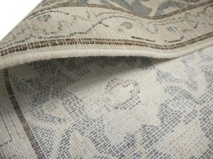 Antique Muted Beige Floral 10X14 Distressed Vintage Oriental Rug