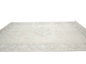 Antique Muted Beige Floral 10X14 Distressed Vintage Oriental Rug