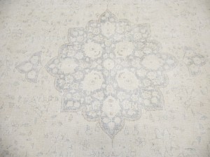 Antique Muted Beige Floral 10X14 Distressed Vintage Oriental Rug