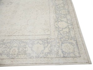Antique Muted Beige Floral 10X14 Distressed Vintage Oriental Rug