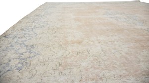 Antique Muted Floral 9'5X13 Distressed Vintage Oriental Rug