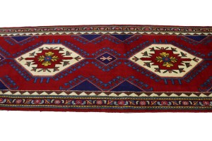 Vintage Red Tribal 4X13 Tabriz Persian Runner Rug