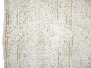 Antique Muted Beige Floral 10X13 Distressed Vintage Oriental Rug