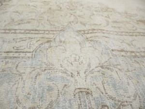 Antique Muted Beige Floral 10X13 Distressed Vintage Oriental Rug