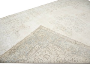 Antique Muted Beige Floral 10X13 Distressed Vintage Oriental Rug