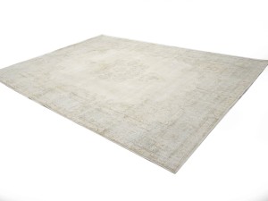 Antique Muted Beige Floral 10X13 Distressed Vintage Oriental Rug