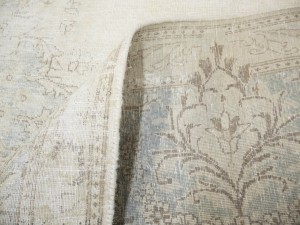 Antique Muted Beige Floral 10X13 Distressed Vintage Oriental Rug