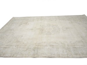 Antique Muted Beige Floral 10X13 Distressed Vintage Oriental Rug