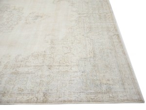 Antique Muted Beige Floral 10X13 Distressed Vintage Oriental Rug