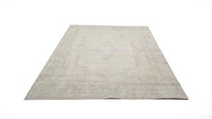 Antique Muted Beige Floral 10X13 Distressed Vintage Oriental Rug