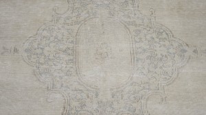 Antique Muted Beige Floral 10X13 Distressed Vintage Oriental Rug