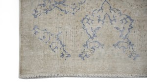 Antique Muted Beige Floral 9'5X13 Distressed Vintage Oriental Rug