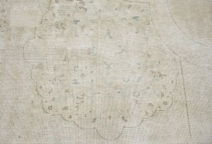 Antique Muted Beige Floral 9'5X13 Distressed Vintage Oriental Rug