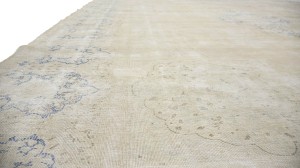Antique Muted Beige Floral 9'5X13 Distressed Vintage Oriental Rug