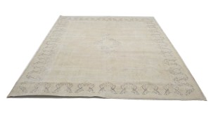 Antique Muted Beige Floral 10X13 Distressed Vintage Oriental Rug