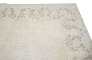Antique Muted Beige Floral 10X13 Distressed Vintage Oriental Rug